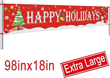 Amazon Com Large Happy Holidays Banner Outdoor Red Christmas