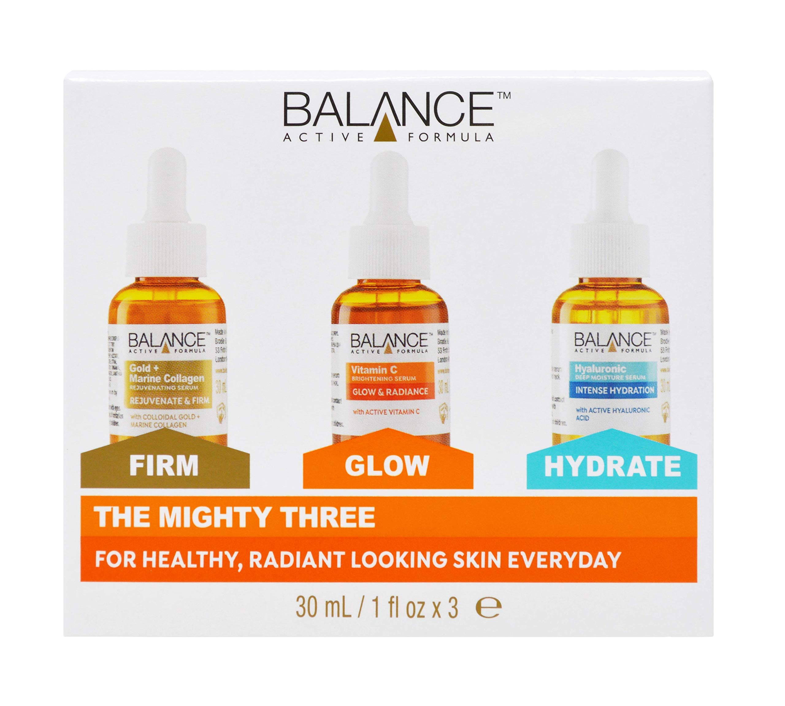 Balance Active Formula The Mighty Three (3 X 30ml) - Breakthrough Active Ingredients, Visible Results. Three Targeted Serums That You Can Layer Together Or Use Individually.