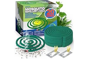 USKICH Mosquito Repellent Coils -Mosquito Repellent Outdoor Patio Fresh Scent,Use Reaches Up to 10 feet, Each Mosquito Coils Burns for 5-7 Hours (Contains 20 coils & 2 Stands)