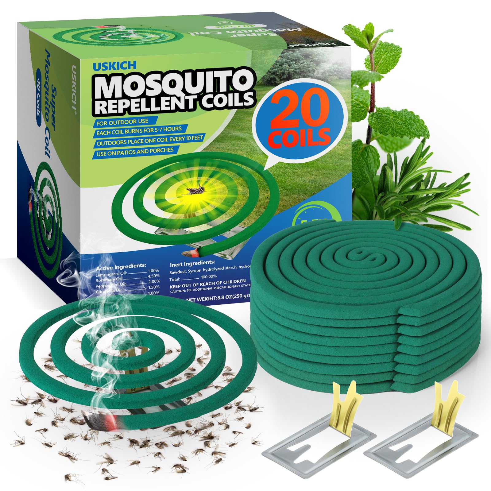 Photo 1 of Mosquito Repellent Coils -Mosquito Repellent Outdoor Patio Fresh Scent,Use Reaches Up to 10 feet, Each Mosquito Coils Burns for 5-7 Hours (Contains 20 coils & 2 Stands)