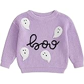 Baby Halloween Outfit Boy Girl Pumpkin Sweater Ghost Embroidery Knit Sweatshirt Infant Toddler Halloween Clothes