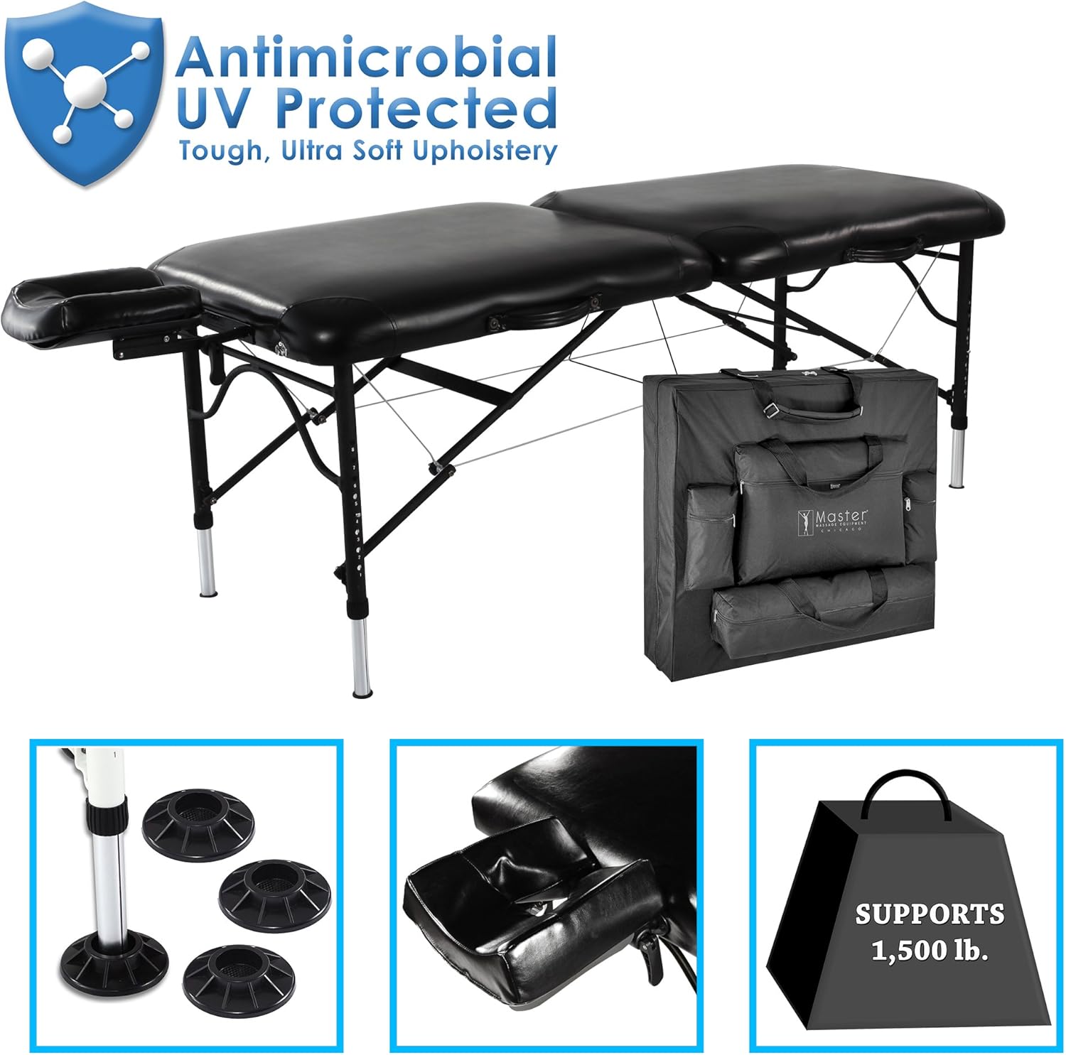 Master Massage 30" StratoMaster Light Weight, Black (Only 25 lbs) with New NanoSkin Upholstery and Fully Loaded with Accessories, Sun Tan: Health & Personal Care