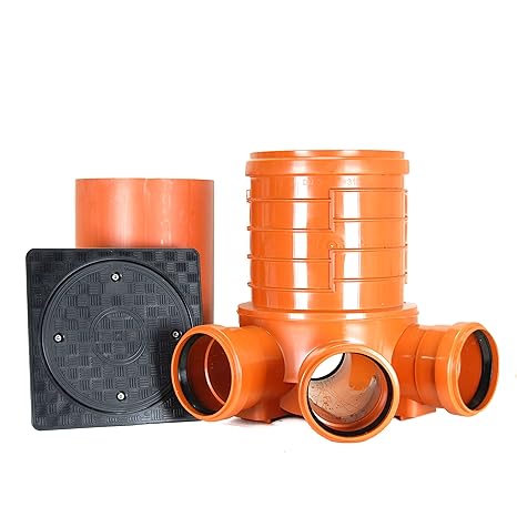 KG Schacht DN300 - Komplett SET- Schachtboden DN300/DN160 - Steigrohr - Deckel, KG Abwasserschacht DN300 Schachtboden 3x160/1