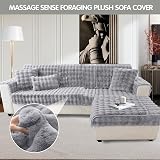 LINGKY Thick Rabbit Plush Sofa Cover 1-3 Seater Non-Slip Light Grey 90x90cm view 5