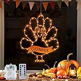 Sakayo [Timer & 8 Modes] Thanksgiving Turkey Decorations Window Lights, Thanksgiving Window Decorations Silhouette Light Orange Battery Operated Turkey Lights for Home Indoor Thanksgiving Party Decor