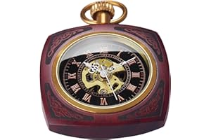 Whodoit Men's Mechanical Pocket Watch, Roman Numeral Pointer Mechanical Pocket Watches for Men…