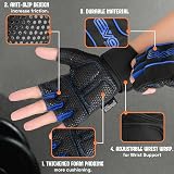 EVO Fitness Gym Gloves Men Women Breathable Weight Lifting Gloves Blue Large view 2
