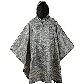 USGI Industries Military Style Poncho Multi Use Rip Stop Camouflage Rain Poncho
