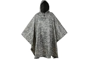 USGI Industries Military Style Poncho - Emergency Tent, Shelter, Survival - Multi Use Rip Stop Camouflage Rain Poncho