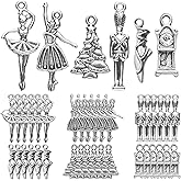 Tondiamo 36 Pcs Christmas Nutcracker Ballet Charms Bulk Antique Silver Charm Collection Artware Christmas Toe Shoe Xmas Tree Clock DIY Jewelry Accessories for Ballerina Dancer Wife Friends Women Girls