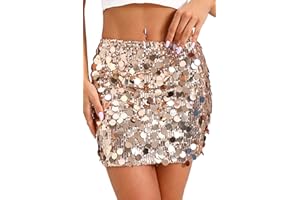 GUANYY Sequin Skirt for Women Sexy Pencil Mini Skirt Disco Party Club Sparkly Skirts Going Out