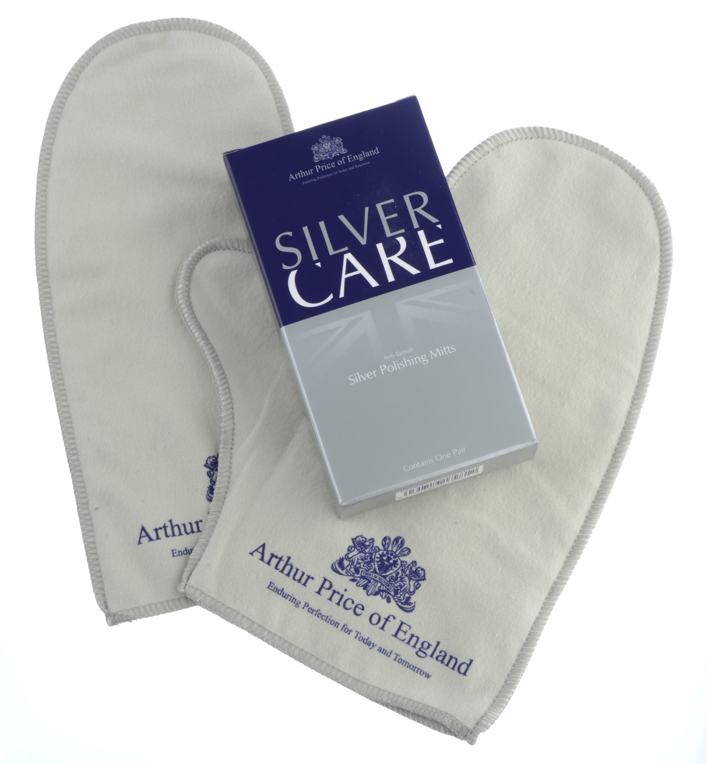 Arthur Price Silver Care Arthur Price Easy Care Pair of Polishing Mitts, Cotton Blend, Cream_White, 2 Count (Pack of 1)