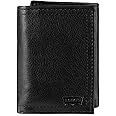 Levi's Men's Trifold Wallet - Sleek and Slim Includes ID Window and Credit Card Holder,Black Embossed Logo
