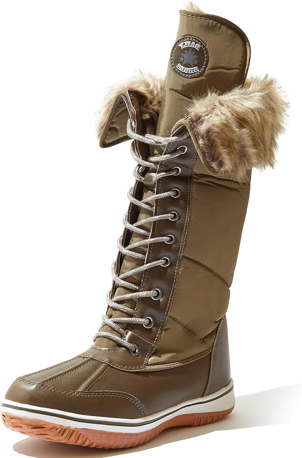 light winter boots on Amazon Com Dailyshoes Snow Boots For Women Mid Calf Fleece Lined Winter Tall Warm Faux Fur Fashion Comfortable Light Outdoor Cute Elegant Comfort Rubber Olive Dark Green 85 Snow Boots