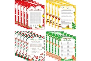 LOAVER 54 Pcs Christmas Trivia Party Game Cards,Christmas Code Break Trivia Scramble Game Cards Set Guessing Activity for Xmas Vacation Party Game Supplies Coworkers Holiday Activity