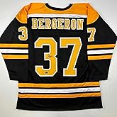 Facsimile Autographed Patrice Bergeron Boston Black Reprint Laser Auto Hockey Jersey Size Men's XL