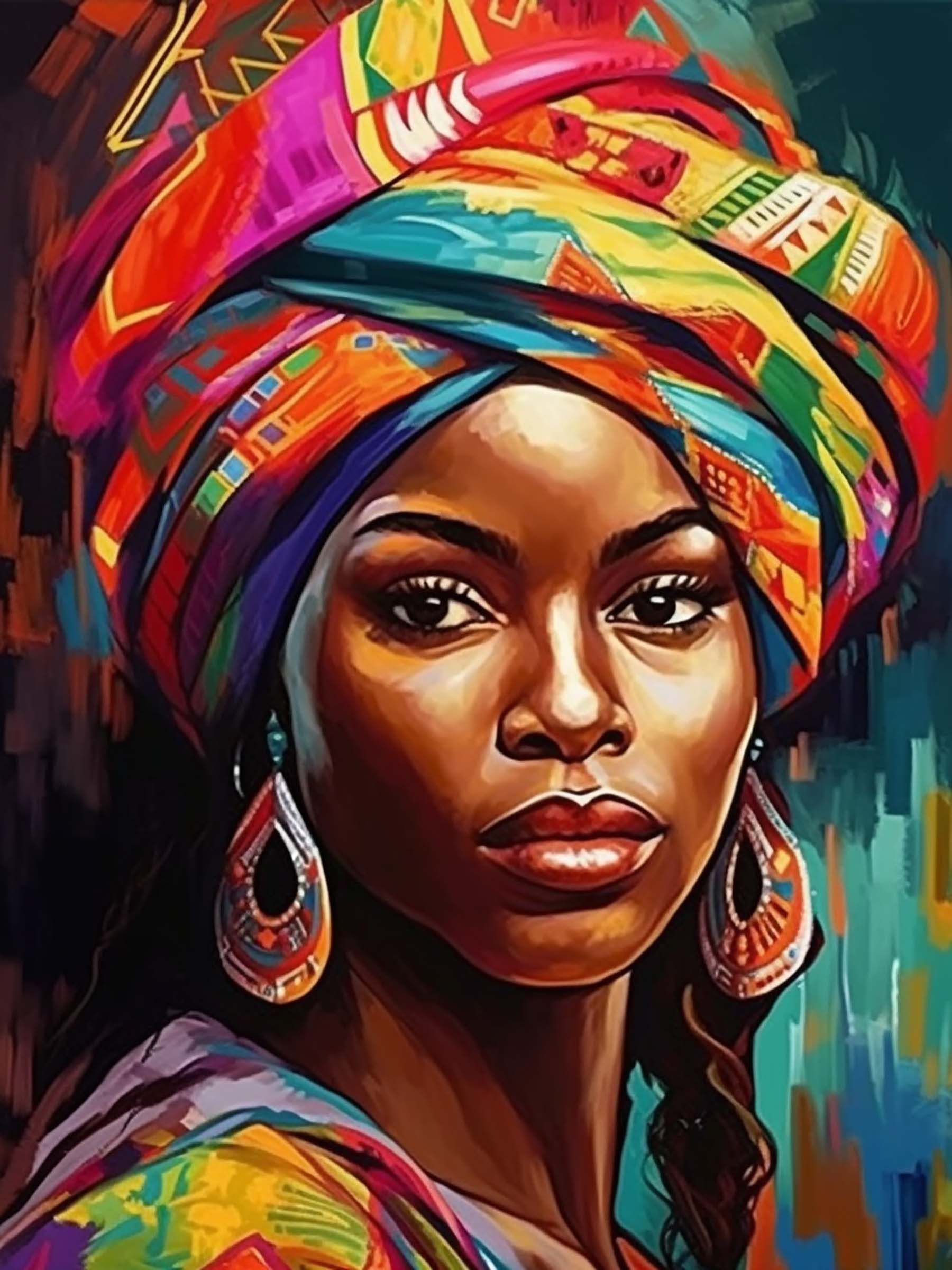 Reofrey DIY Diamond Painting Kits for Adults African Woman, Diamond Art Full Drill Round Rhinestone Diamond Painting Accessories, Cross Stitch Embroidery Canvas for Crafts Home Wall Decor 30x40cm