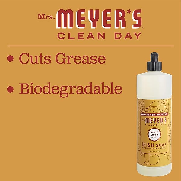 MRS. MEYER’S CLEAN DAY LIQUID DISH SOAP, BIODEGRADABLE FORMULA, LIMITED EDITION APPLE CIDER, 16 FL. OZ