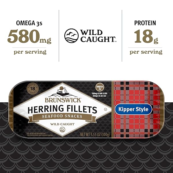 BRUNSWICK BONELESS KIPPER STYLE HERRING FILLETS, 3.53 OZ CAN (PACK OF 12) – 18G PROTEIN PER SERVING – GLUTEN FREE, KETO FRIENDLY – GREAT FOR PASTA & SEAFOOD RECIPES