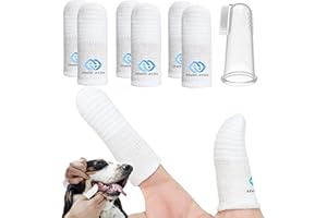 MoiiLavin Pet Toothbrush for Small to Large Dogs Cats,Soft High Grade Finger Toothbrush,Teeth Oral Cleaning,Dental Care, 1 Set for Two Fingers White (6)