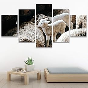 SIGNWIN 5 Panel Canvas Wall Art Animals Farmhouse/Country...