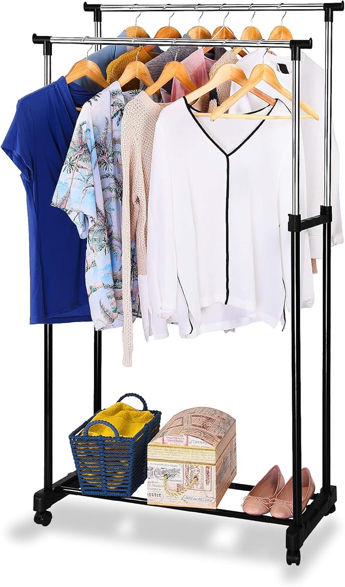 large clothes rail on wheels