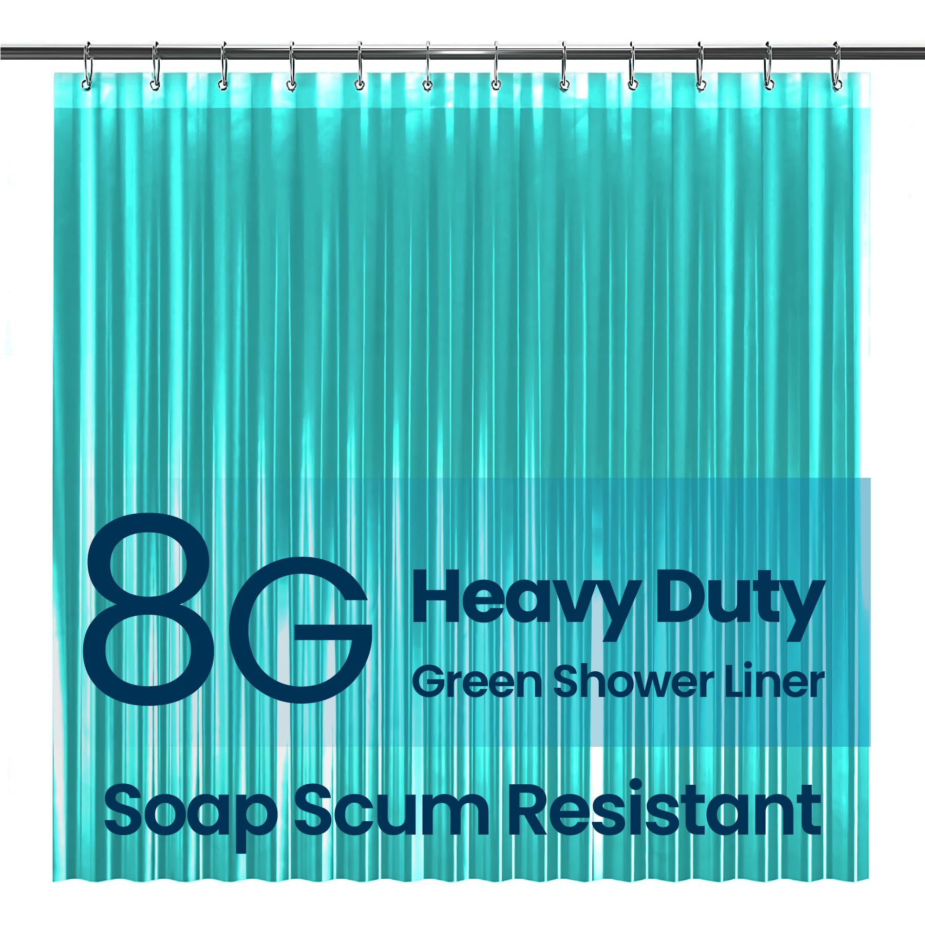 Photo 1 of LiBa Bathroom Shower Curtain Premium PEVA Non-Toxic, Green Clear Waterproof Plastic Shower Curtain Liner with Rust Proof Grommets 8G Bathroom Accessories 72x72