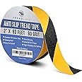 TREADSAFE Anti Slip Safety Tape for Steps - Black and Yellow Grip Tape, Caution Tape Adhesive Step Tape, Hazard Grip Tape, Stairs Safety Tape (2" x 60 FT Roll)