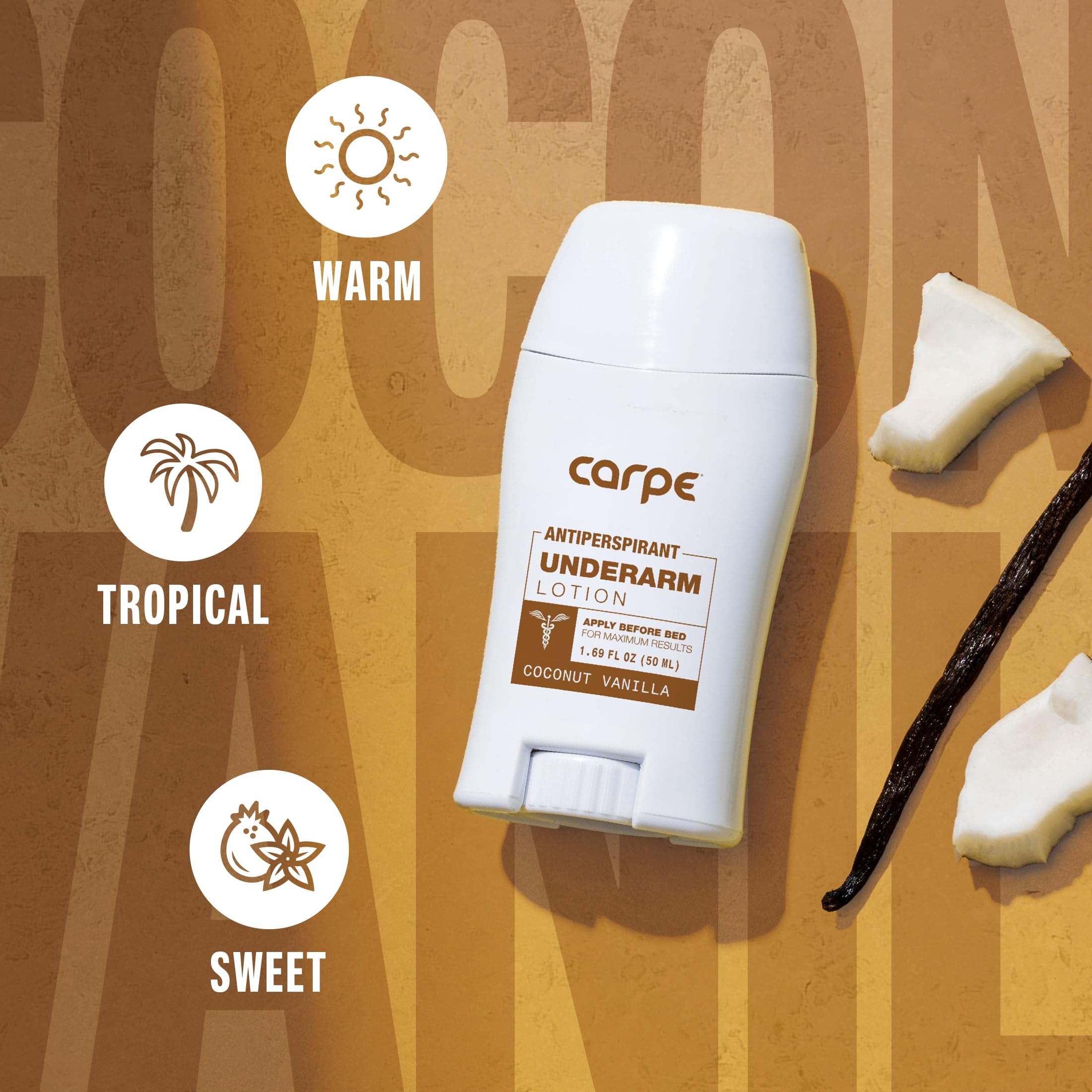 Carpe Underarm Antiperspirant Deodorant Advanced Sweat & Odor Protection Formula - Antiperspirant for Women & Men Helps to Combat Excessive Sweating with Odor Control - Coconut Vanilla