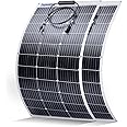 Topunive 2PCS 100W 12V Flexible Solar Panel 9BB Monocrystalline Cell 12 Volt Semi-Flexible for Marine RV Trailer Boat Cabin Van Car Uneven Surfaces 12V 24V Battery Charge