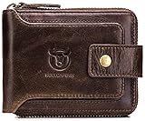 BULLCAPTAIN Mens Genuine Leather Zipper Wallet RFID