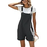 Ailoqing Womens Cotton Linen Short Overalls Casual Summer Bib Shortalls Rompers with Pockets