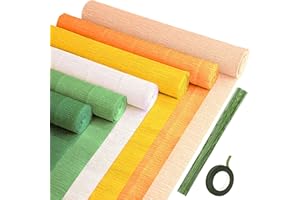 Crepe Paper Streamers 6 Rolls，10 x 98Inch 6 Yellow Colors Crepe Paper Sheets 20 Pcs Floral Iron Wire 1 Pcs Green Floral Adhes