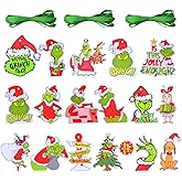 32 PCS Christmas Tree Ornament Grinch Pendants, Grinchmas Hanging Decoration Kit, Christmas Decorative Ornaments, for Hanging on Xmas Tree, Xmas Winter Holiday Party Decor Supplies