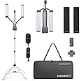 GLAMCOR Multimedia X Portable LED Lighting Kit | remote controlled 2700K - 5600K color temperature | smartphone Mount with selfie control (Grey)