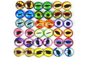 Julie Wang 12mm 60pcs Mixed Dragon Eyes Round time gem Cover Glass Cabochon Dome Cameo Pendant Settings