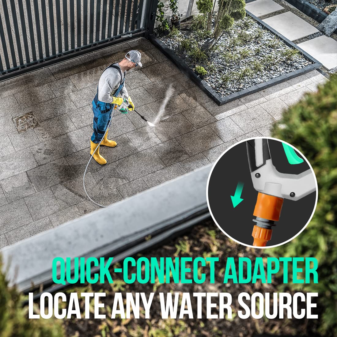 Litheli Cordless Pressure Washer 20V, Portable Power Wahser, 3.2 Lbs Lightweight with Adjustable Nozzle, 320 PSI for Car Boat Wash, 4.0 Ah Battery & 2.4 A Charger Included