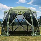 EVER ADVANCED Pop up Screen House Tent for Camping 11.5 x 9.8 ft, Instant Screened Gazebo Canopy with Netting, Portable Shelter Enclosure for Outdoor, Backyard, Army Green