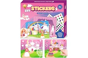 Benresive Art Activities, Arts and Crafts for Kids 3-8, 3 4 5 6 7 8 Year Old Girl Birthday Gifts, Unicorns & Princesses Craft Kits, DIY Activity Stickers for Kids,Travel Toys for Toddlers 3-5 4-8