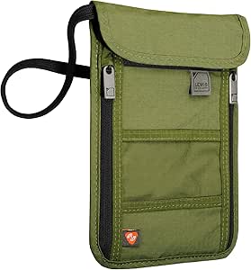 Lewis N. Clark Men's RFID Blocking Stash Wallet, Travel Neck Pouch Passport Holder for Women &amp; Men, Olive, One Size