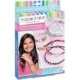 Make It Real: Rainbow Bling Bracelets Kit - Create 5 Unique Cord Charm Bracelets, 82 Pieces, Includes Play Tray, All-in-One, DIY Kit, Tweens &amp; Girls, Arts &amp; Crafts, Kids Ages 8+