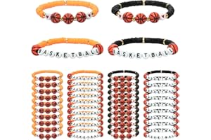Tinrbip 40 Pcs Sports Charm Bracelets, Soccer Softball Basketball Foftball Party Favors, Adjustable Beaded Bracelet Bulk for Women Teens Player Decoration