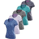 [5 Pack] Women’s Dry-Fit Wicking Crewneck T Shirts Activewear Running Yoga Workout Gym Tee Top