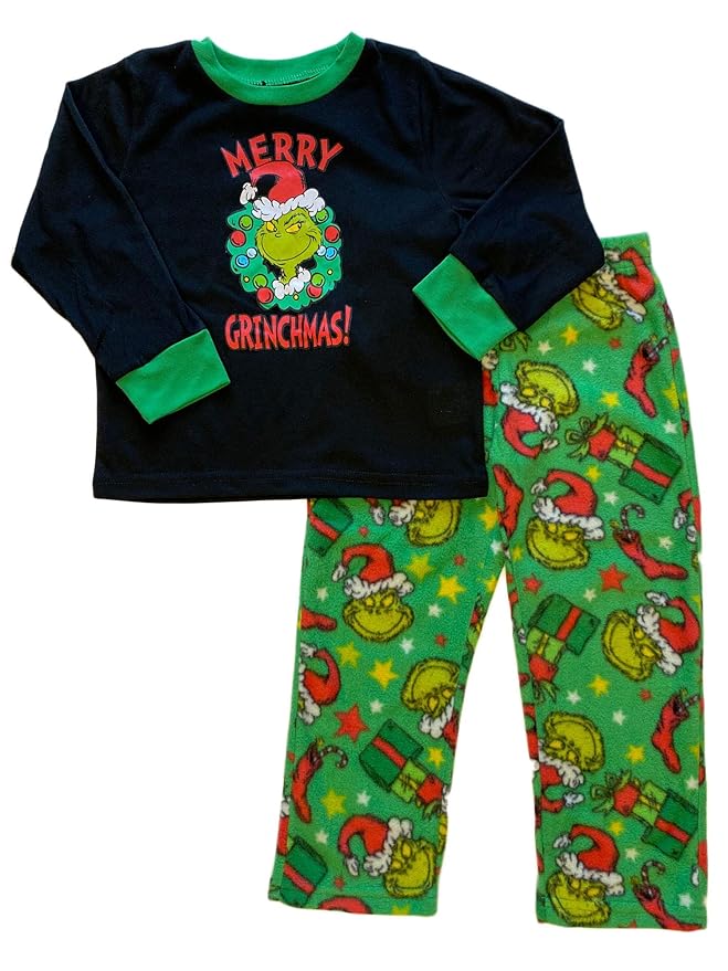 Buy Grinch Toddler Boys Girls Unisex Fleece Pajama Set (4T, Green) at