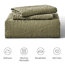 Love's cabin King Size Quilt Bedding Set Green