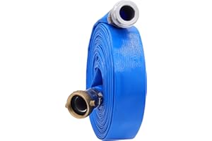GEOWAKY 2" x 50ft PVC Lay Flat Water Pump Discharge Hose With Aluminum Pin Lug Fittings, Heavy Duty Reinforced Pool Backwash Hose Assembly