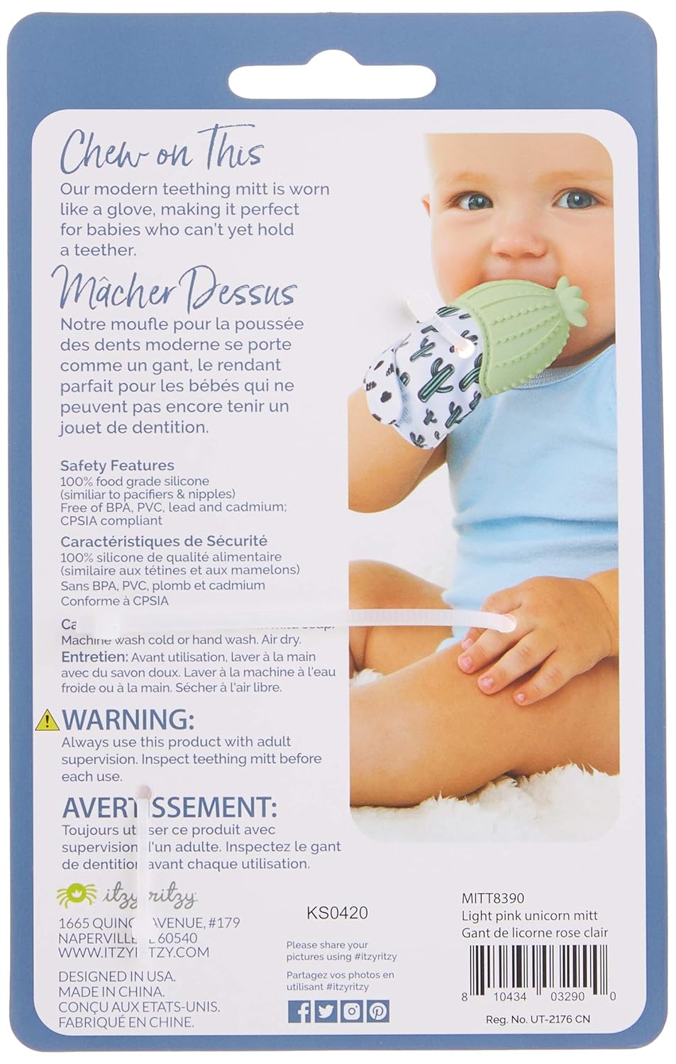 Itzy Ritzy Silicone Teething Mitt – Soothing Infant Teething Mitten with Adjustable Strap, Crinkle Sound and Textured Silicone to Soothe Sore and Swollen Gums, Cactus : Baby