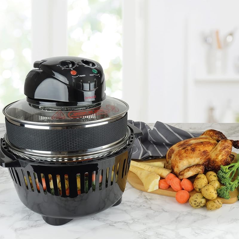Kitchen Perfected 17Ltr Halogen Low Fat Oven Black E4702BK - Roast & Grill