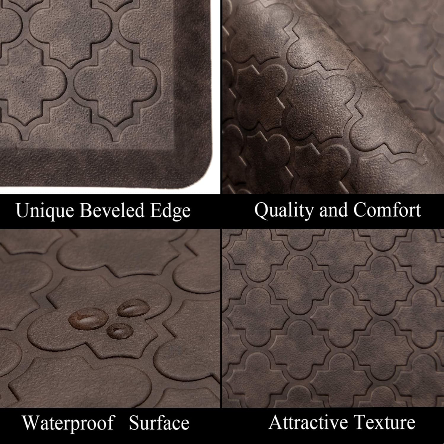 HEBE Oversized Anti Fatigue Comfort Mats for Kitchen Floor Standing Desk Non Slip Thick Cushioned Kitchen Floor Mats Runner Waterproof Kitchen Rugs Heavy Duty Comfort Standing Mats,20"x60",Brown: Kitchen & Dining