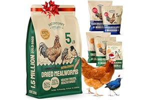 Hatortempt Dried Mealworms - 5 Lb, Non-GMO & Organic - High-Protein Mealworms for Wild Birds & Ducks, Chicken & Bird Food